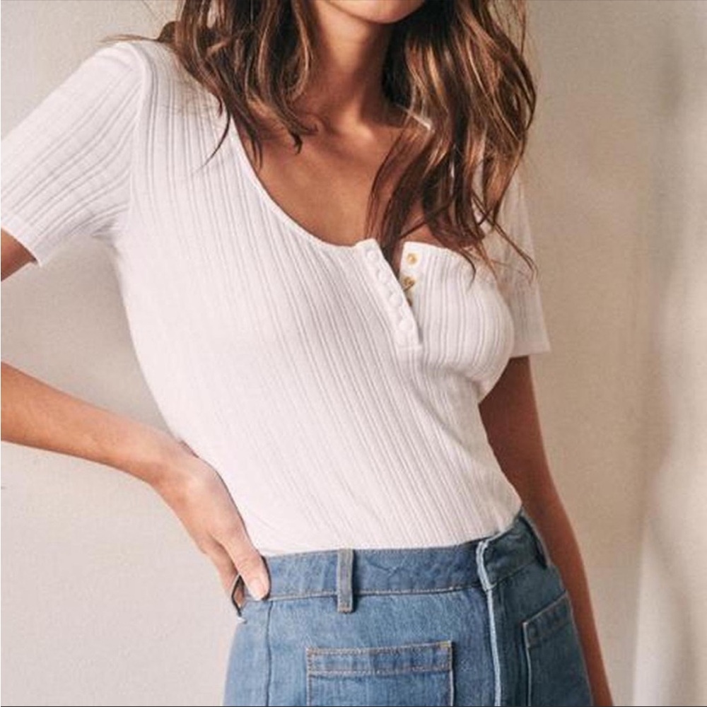 Sezane Malo T-shirt in Black XS